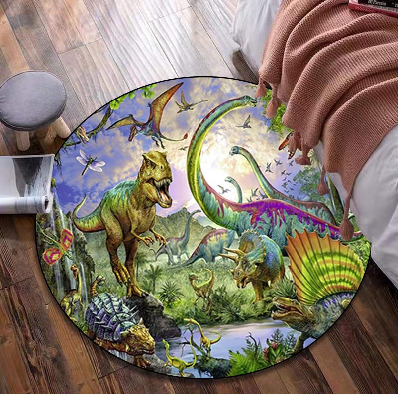 Dinosaurs Circular Rug - Office Decorative Carpet For Living Room Bedroom Door Mat Floor Rug Computer Chair Area Rug