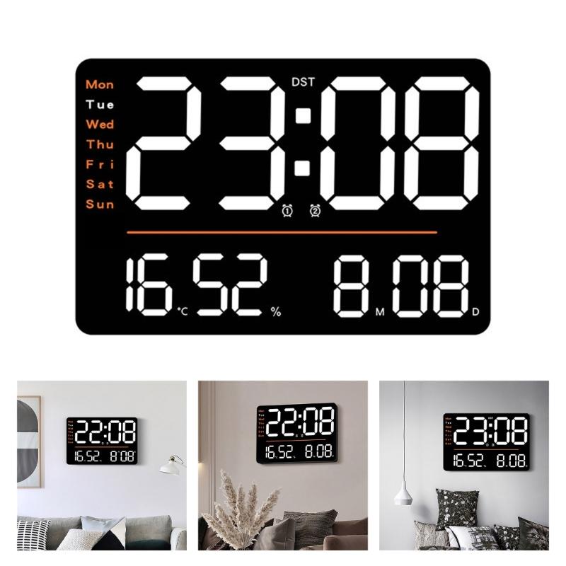 Precisions Temperature Hygrometer Digital Clock with Large LED Display Screen Brightness Adjustment Timer for Home Office