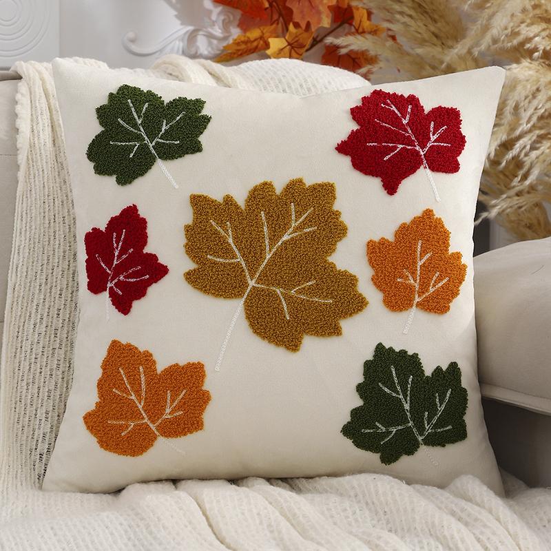 Halloween Thanksgiving Pillowcase Pumpkin Embroidered Velvet  Pillow Case Sofa Car Bedroom Decorative Cushion Cover