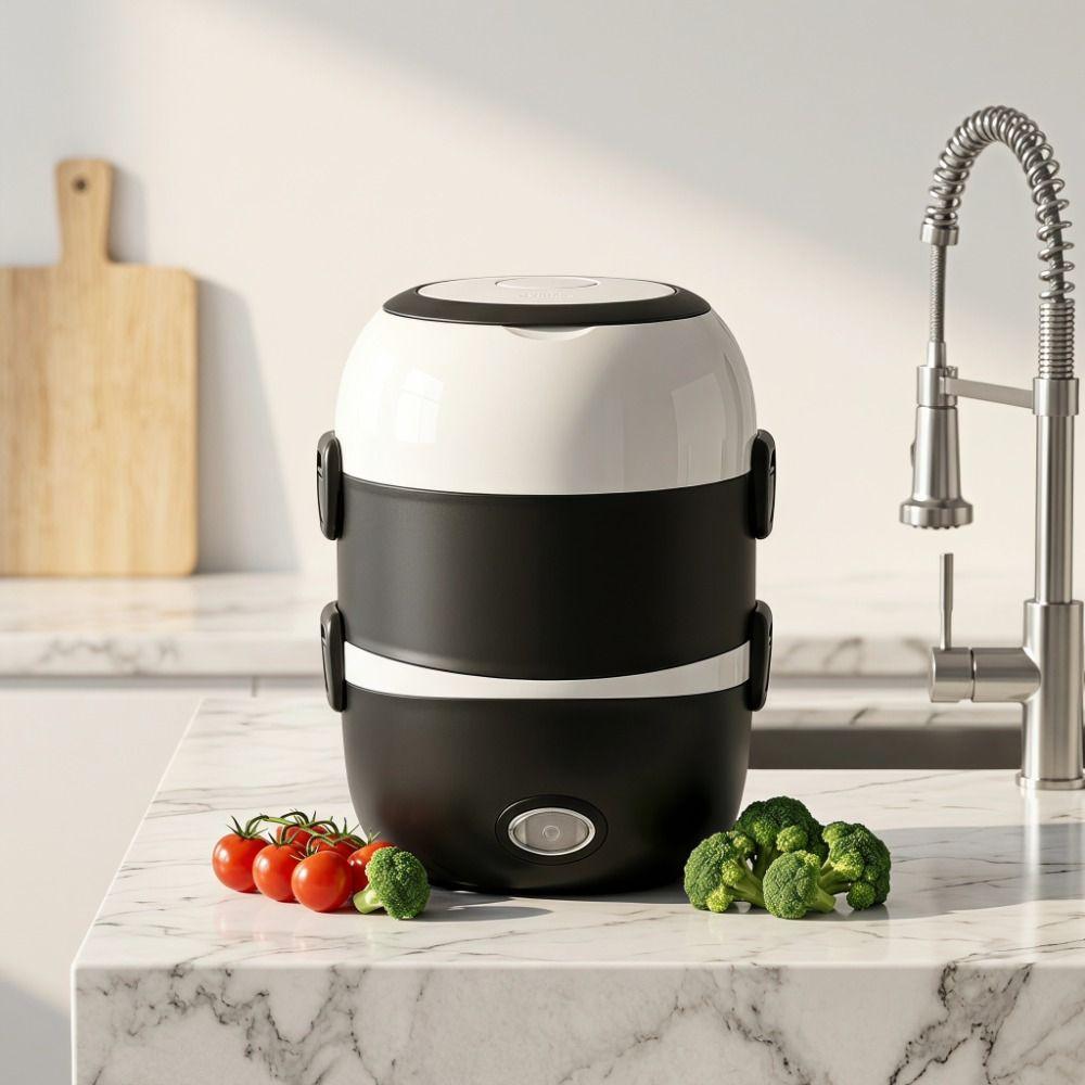 Stainless Steel Thermal Food Container Travel Portable Heater Food Warmer Steamer  Car Use