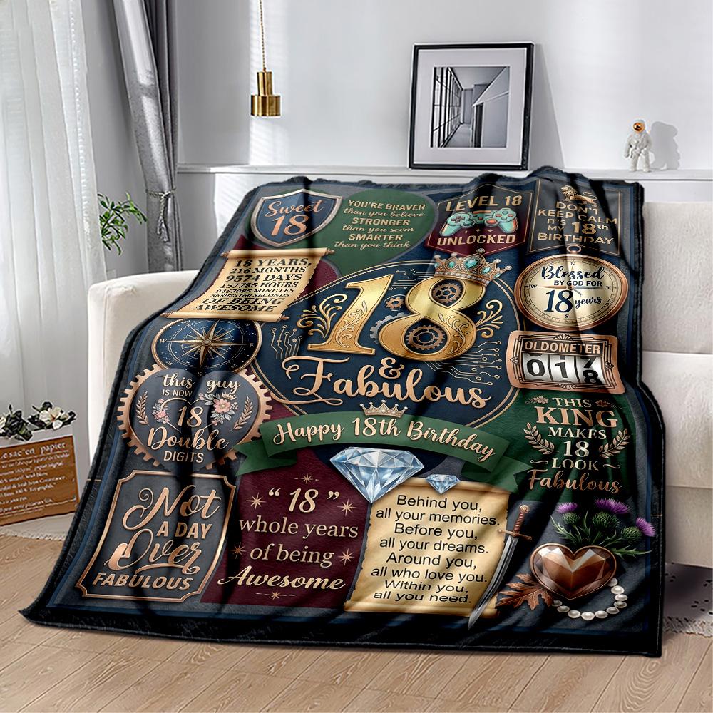 Süße 18. Geburtstags-Flaneldecke - Weich und geeignet für Sofas, Betten, Büros, Reisen, alle Jahreszeiten, tolles Geschenk für Feiertage und Geburtstage.