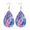2 Paare/Set Blau Lila Wasserwellen PU Leder Ohrringe für Damen Neuheit Trendige Ohrringe Coole Ohrringe Klassische Wassertropfen Ohrringe