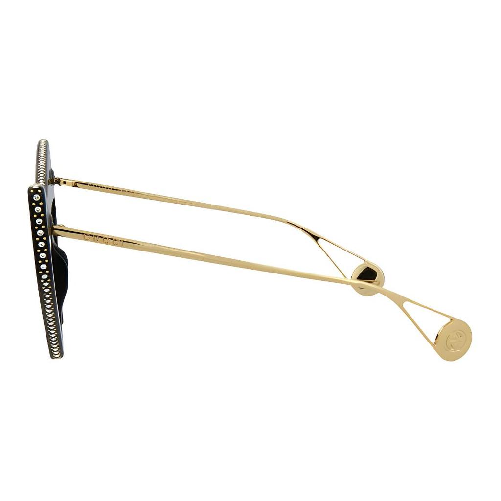 Gucci Frame Inlay Acetate Irregular Sunglasses Women's Black