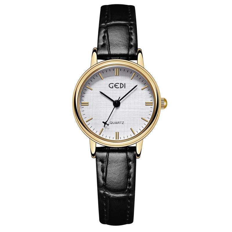 Gedi Womens Quartz Watch With Leather Band Waterproof Fashion Timepiece For Elegant Wear