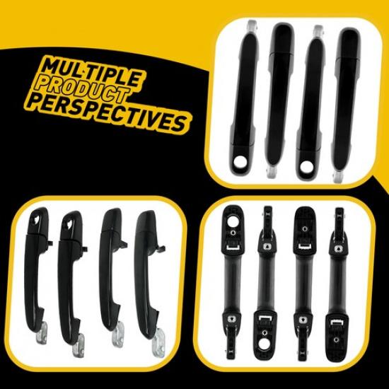 4pcs Outer Door Handle Front & Rear For 2006 - 2011 Hyundai Accent Primed Black