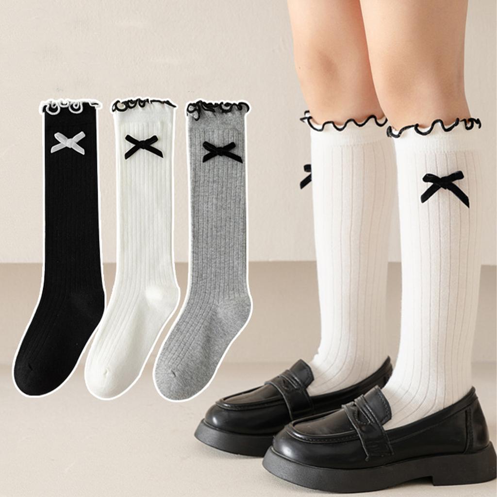 Girls Knee High Socks with Lace Trim and for School and Everyday Wear