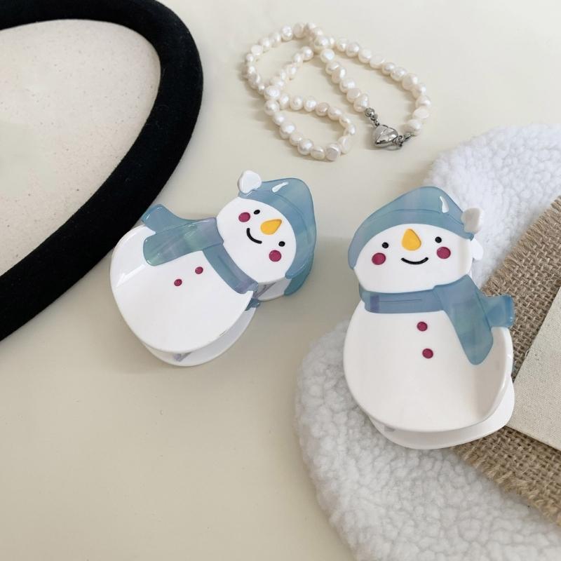 Cute Snowman Hair Clip Acetate Practical White Fashion Accessory Casual Hairpieces Hair Decoration for Women and Girls