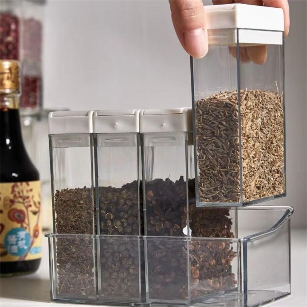 Double Hole Seasoning Condiment Box Clear Seasoning Storage Box Spices Container Set Travel