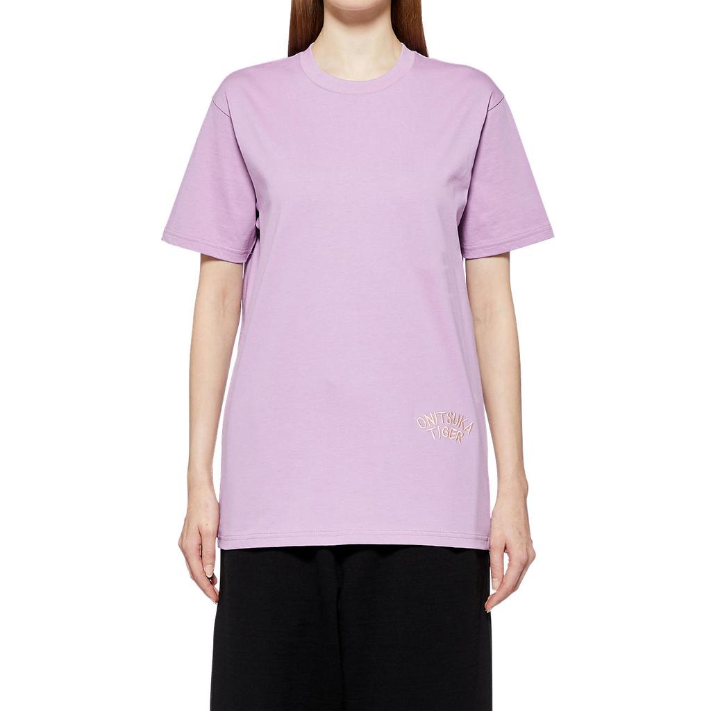 ONITSUKA TIGER Alphabet Embroidery Casual Short Sleeve T-Shirt Unisex Tops Violet 2183B150-400