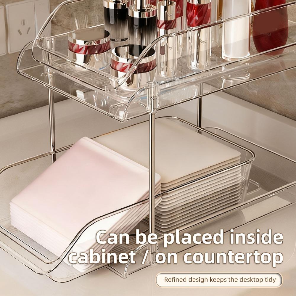 PET Pull Out Storage Shelf Transparent CD Holder Stand Under Sink Organizer Bathroom Storage