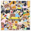 50 Cute Dachshund Dog Stickers - Cartoon Animal Waterproof Decorative Set