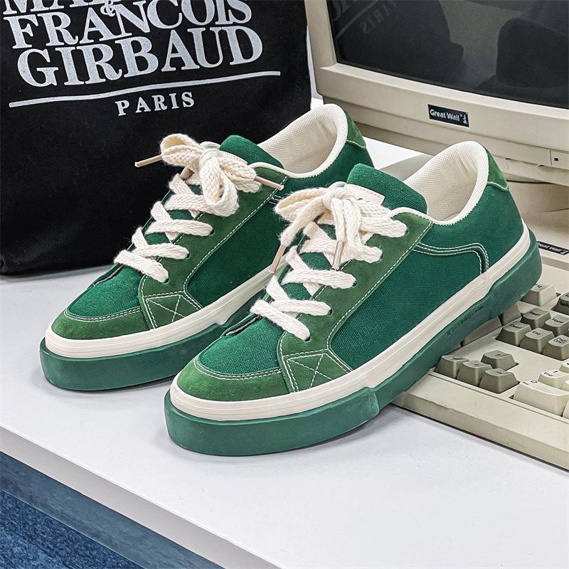 

Весенние мужские парусиновые туфли с низким верхом, дышащие, на шнуровке, износостойкие, всесезонные, повседневные, универсальные, модные мужские туфли 7972 39 зелёный