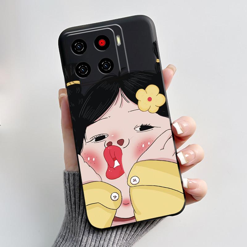 Cute Cartoon Case For ZTE Blade A56 Z2473 Nubia A56 Printing Shell For Blade A56 Pro Protective Cover Soft Silicone Black Casing