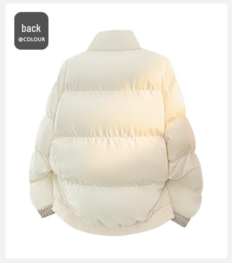 Męska Zimowa Modna Pikowana Kurtka Puffer w Kratę z Łatkami, Pogrubiona i Ciepła dla Par