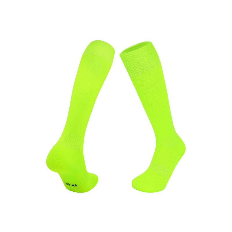 Dünne einfarbige professionelle Fußballsocken für Erwachsene, atmungsaktiv, stoßdämpfend, hohe Socke, Kampf socken, Frottee-Boden, Trainingssocken