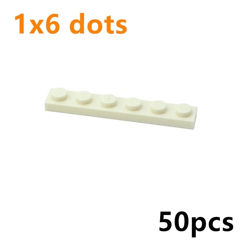 50Pcs DIY Building Blocks Thin Plate 1x6 Dots Classic Bricks Educational Creative Size Compatible With 3666 Toys for Kids