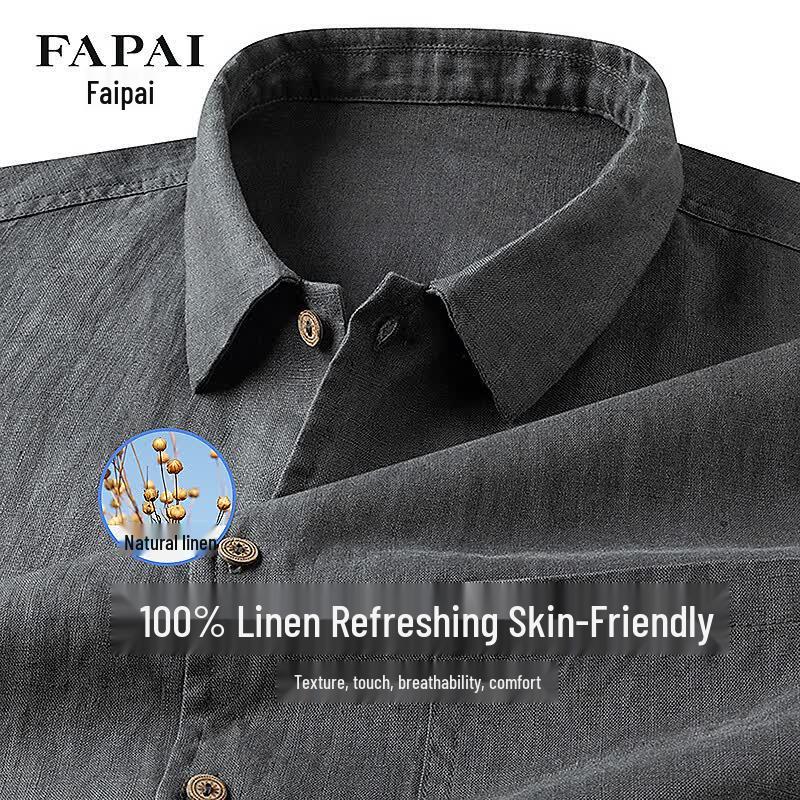 FAPAI Men s 100% Linen Short-Sleeve Shirt XL