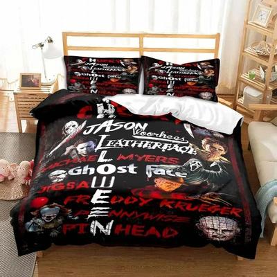 3D Print Horror Moive Halloween Bedding Set Double Twin King Duvet Cover Comforter Pillowcase Boys Girls Adults Bedroom