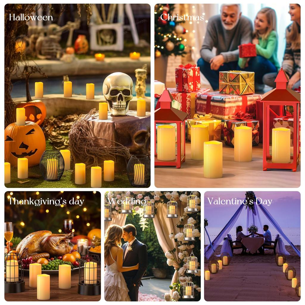 PChero Waterproof LED Candle Lights, Relaxing Warm White Light for Baths, Safe, Energy-Saving, with Remote Control, Suitable for Outdoors, Camping,