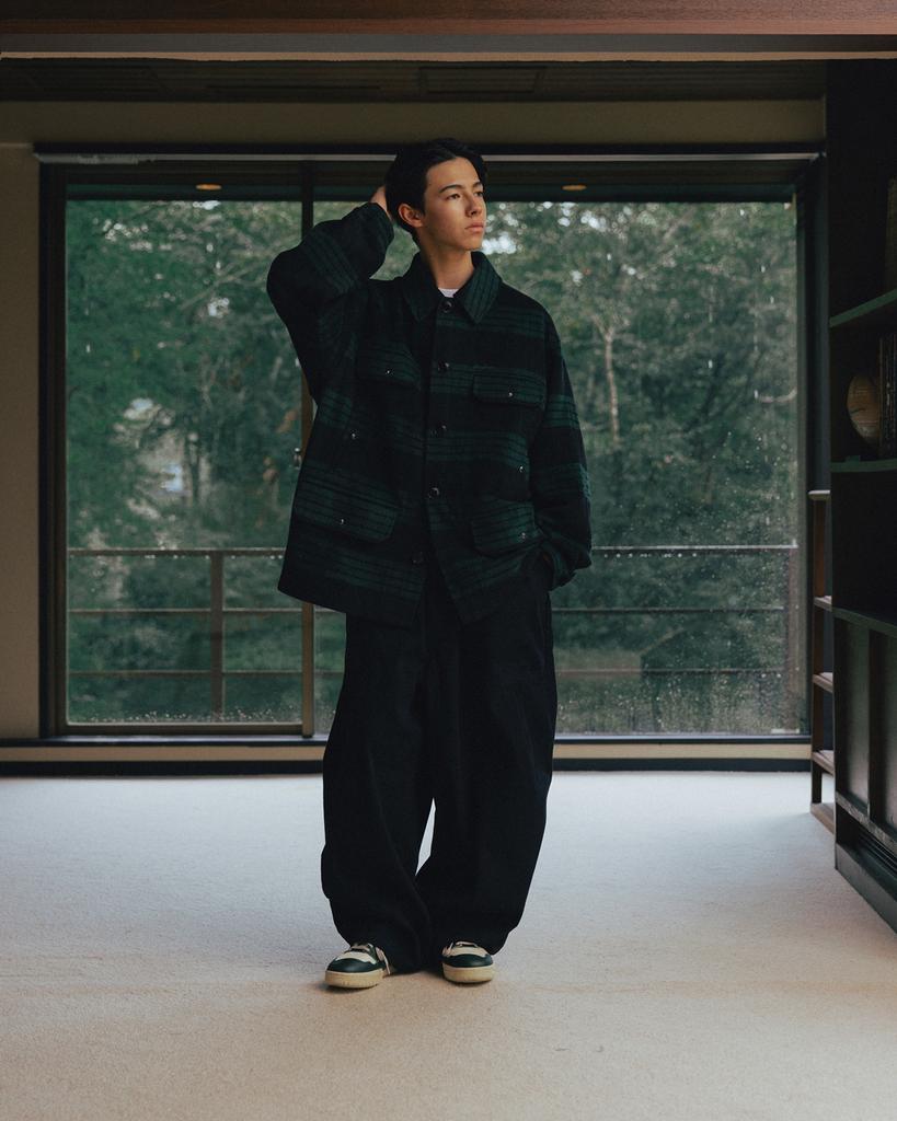 ANGLAN Herringbone Fatigue Balloon Pants - Black