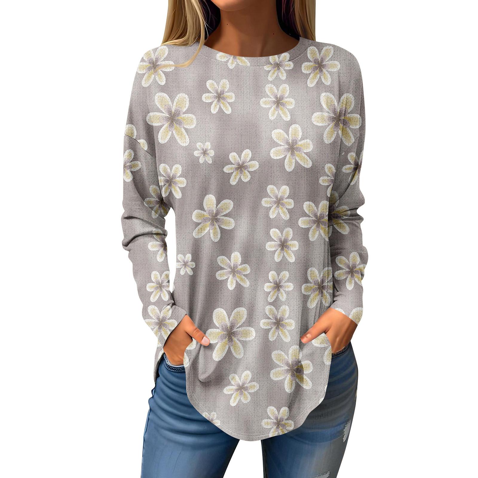 

Tee Shirts For Women Fall Casual Long Sleeve Shirts Sweatshirt Christmas Printing Top Pullover S