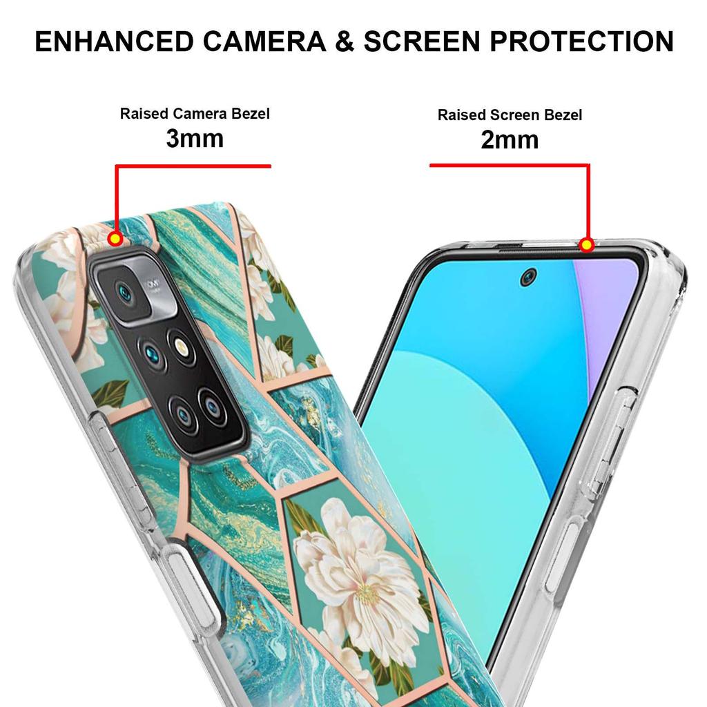 Golden Border Grid Marble Flower IMD Ultrathin Phone Case for Xiaomi Redmi Note 11S,Redmi Note 11 4G,Note 12 Pro 4G,Xiaomi 11T,Redmi 10,Poco X3 NFC...