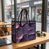 Purple Cracked Pattern Tote Bag Large Capacity Casual Handbag for Daily Shopping Travel Use