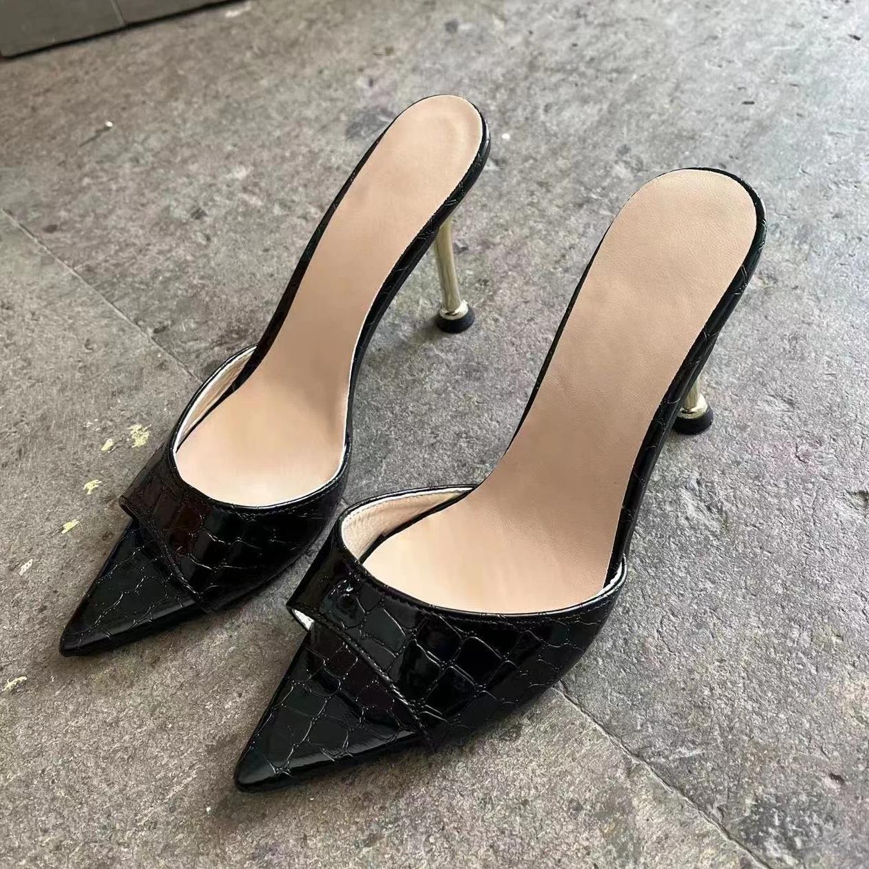 

Snake Patterned Open Toed Pointed High-heeled Sandals, Women s Slim Heeled Sandals 35 чёрный