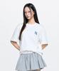 Emelbi Vintage Denim-Like Monogram Big Lux Oversized Short Sleeve T-Shirt Ny (Cream)