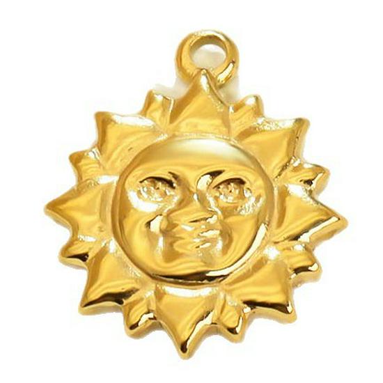 Handmade 18K Gold Plated Stainless Steel Sun Star Pendant Necklace.