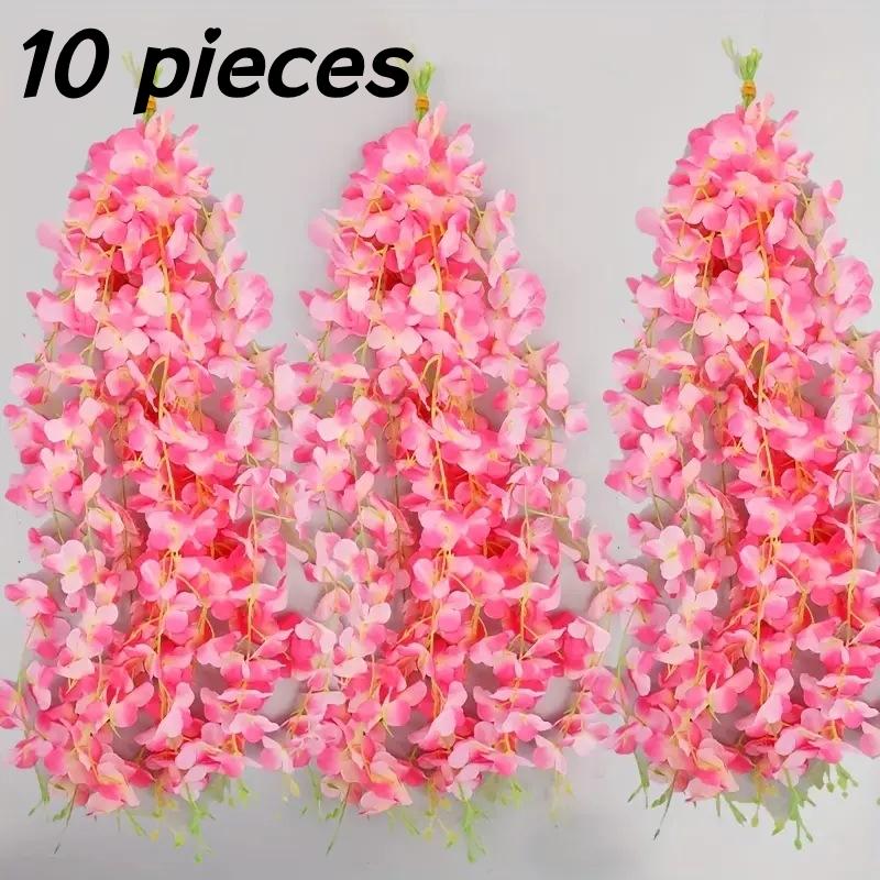 50Cm Artificial Wisteria Vine Hanging Flower Silk Floral Garland Wedding Home Ceiling Decoration Indoor Decorative Plastic Plant