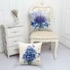 Modern Blue Watercolor Flower Linen Pillowcase Sofa Cushion Cover Home Decoration Can Be Customized for You 40x40 50x50 45x45