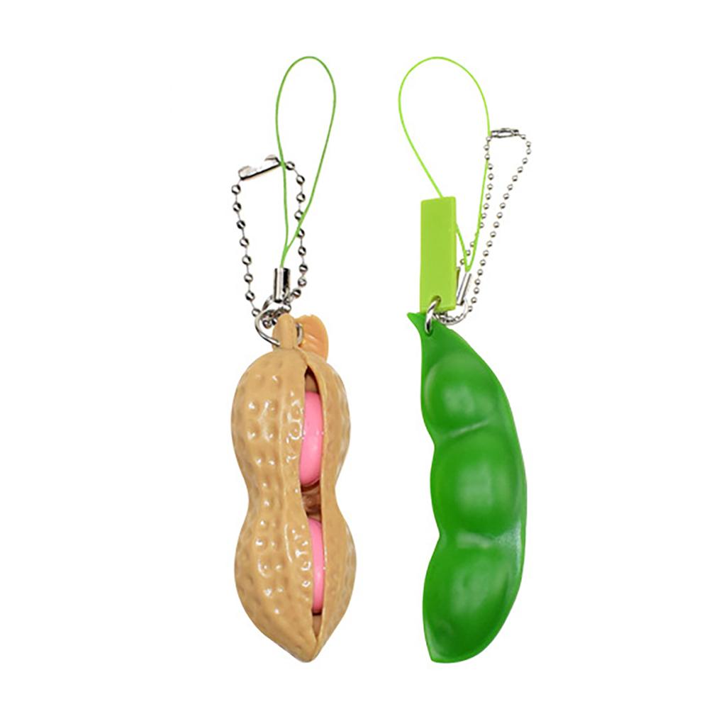 Relieve Stress And Release Pea Creative Simulation Peanut Stress Relief Pea Pod Keychain Toy