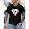 European Size Super Daddy Print T-Shirt, Short Sleeve Crew Neck Casual Top, Spring/Summer, Men's