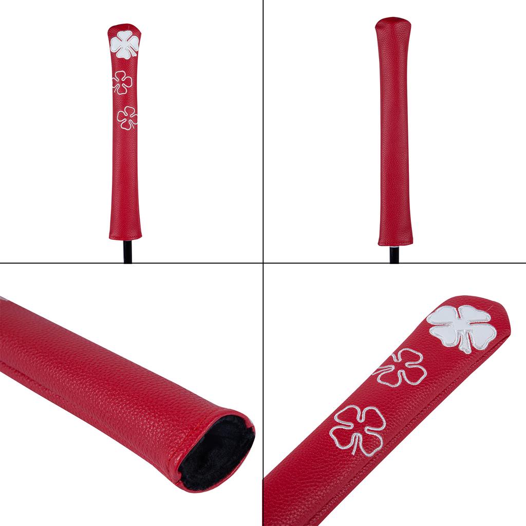 Leaf Pattern Golf Alignment Stick Cover PU Leather Alignment Stick Headcover Holder Golf Accessories for Women and Men