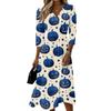 Rochie Casual de Damă cu Decolteu în V Mânecă 3/4 Lungime Midi Închidere cu Fermoar la Spate Croială Evazată Fabric Ușor