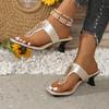 Fashion Women's Stiletto Sandals Summer Square Toe Clip Crystal Buckle Hollow Set Foot Non-slip Wear-resistant High Heels