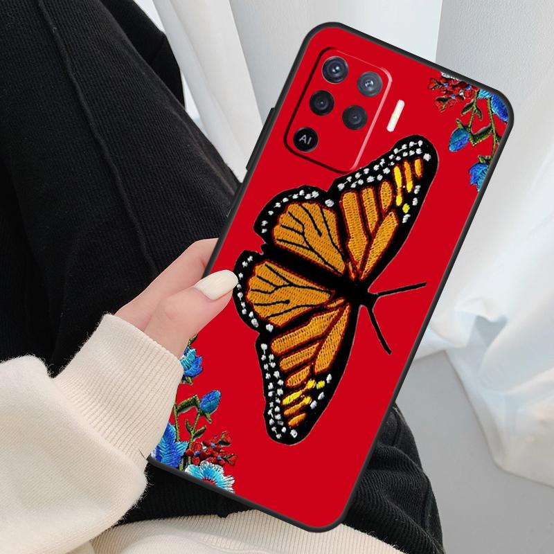 Schmetterlingsblumen Hülle Für Oppo A54 A74 A94 A18 A57 A17 A77 A38 A58 A78 A98 A80 A60 A40 A96 A76 A16 A15 A5 Pro