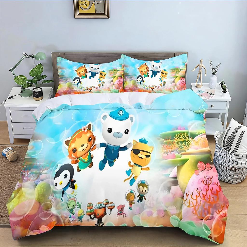 Catoon The O-Octonauts Duvet Cover PillowcaseBedding Set Kids Boy Girl Bedroom Decoration 2/3piece set Single Double full Size