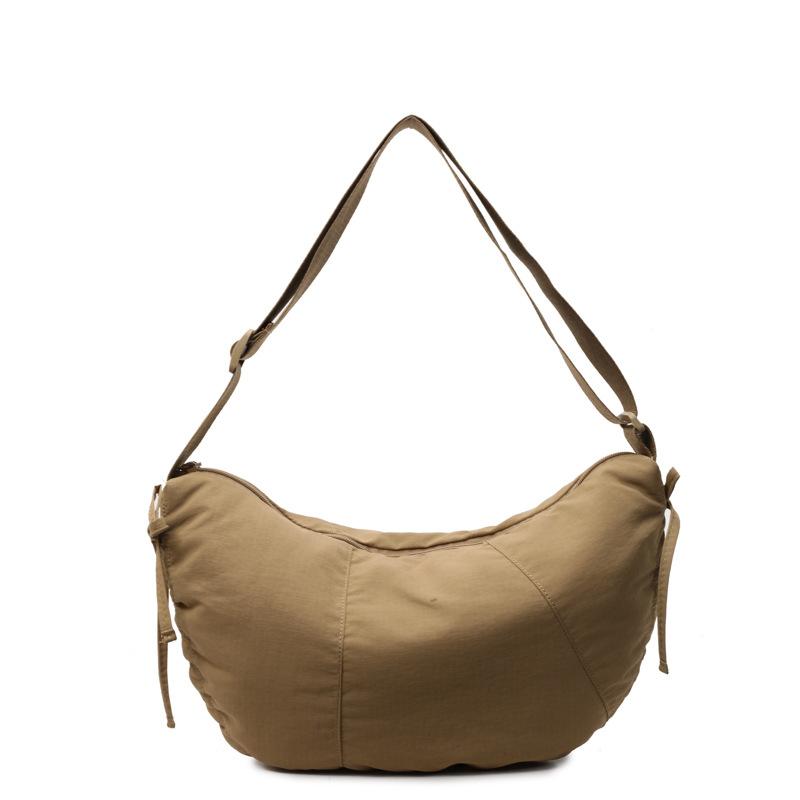 

Popular simple solid color lightweight large capacity tote bag female students class commuting travel versatile messenger bag хаки