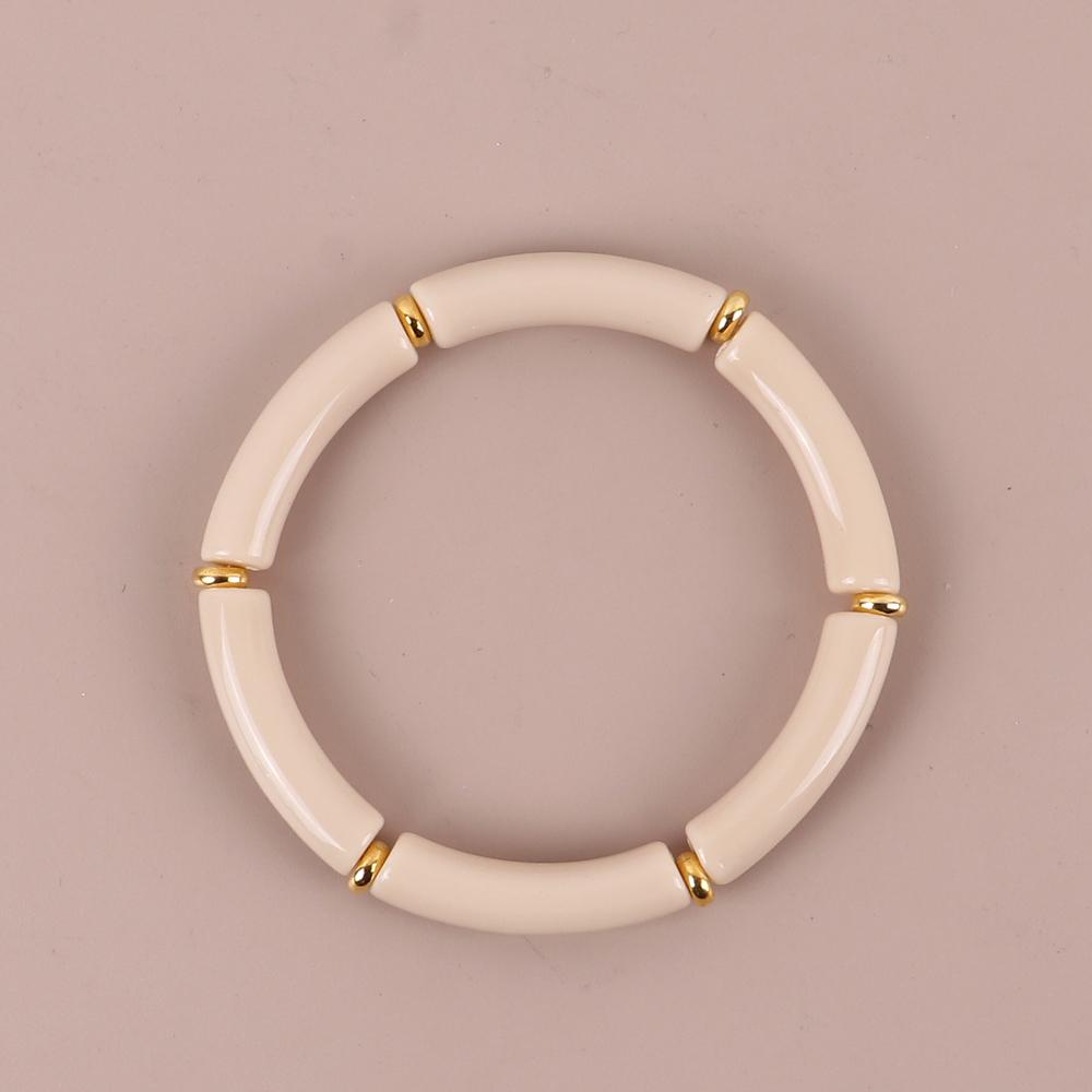 2025 Trendy Colorful Acrylic Bamboo Beads Bracelet for Women Stretch Resin Tube Beaded Cuff Bracelets Bangle Men Fashion Jewelry