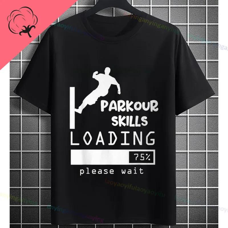 Unisexs Parkour Runner Tshirt With Bold Parkour Print Casual Round Neck 100cotton Allseason Comfort Tshirt Dynamic Tee