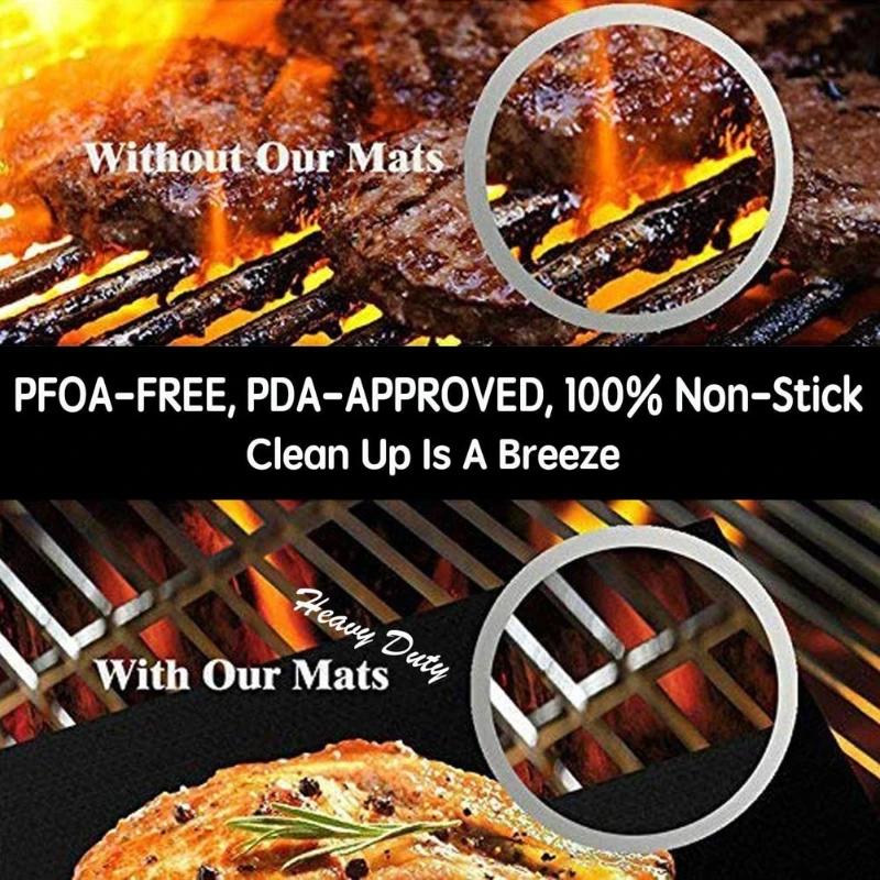 5Pcs 33X40cmX0.2mm BBQ Barbecue Mat Oven Mat High Temperature Resistant Non-stick Barbecue Mat Baking Paper BBQ Accessories