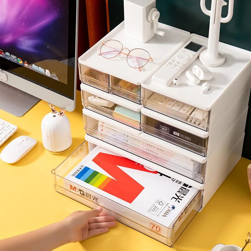 Desktop Stackable Storage Drawer Home Office Stationery A4 A5 Paper Documents Storage Box Makeup Cosmetics Organizer