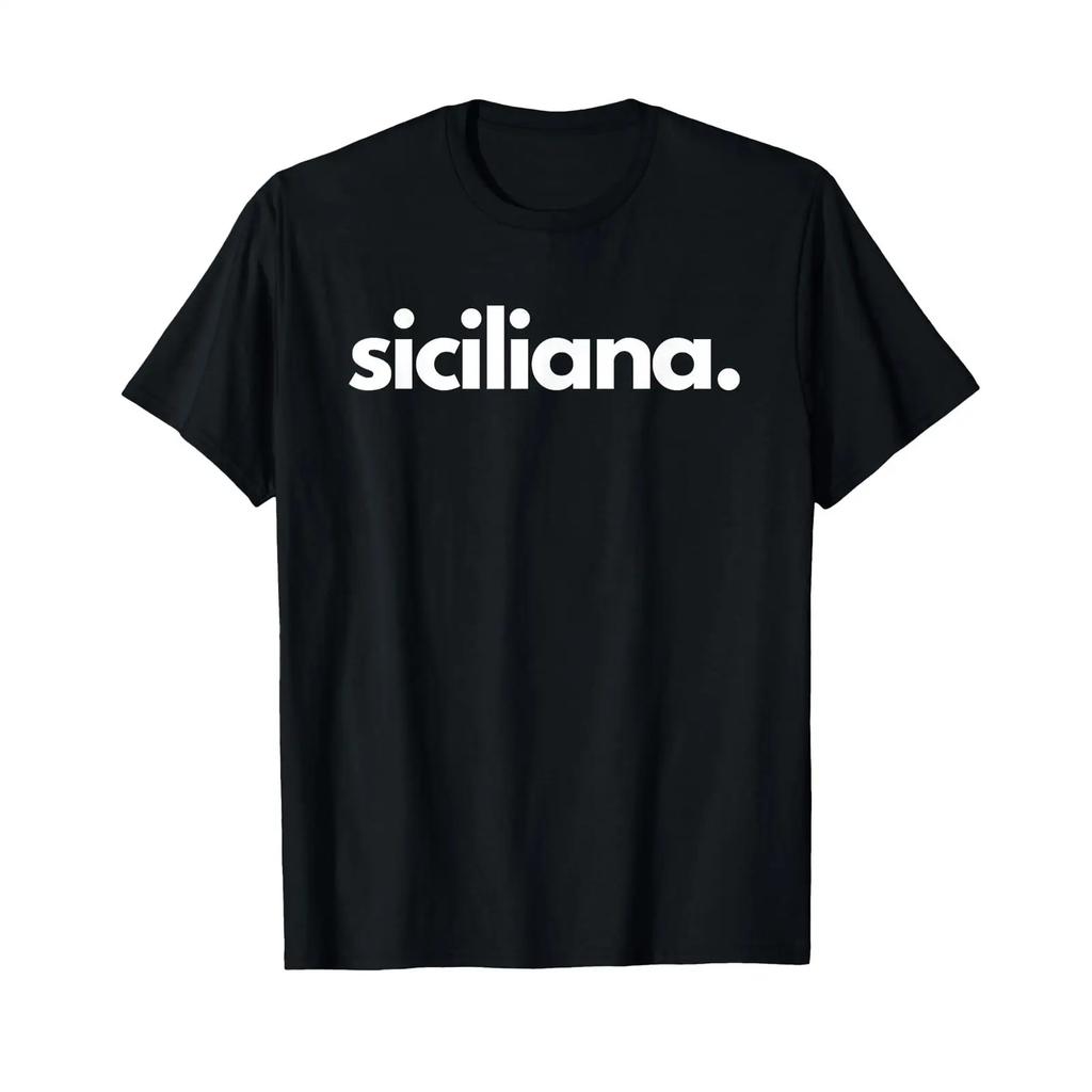 Siciliana Sicily Region Female T Shirt Black Vintage Breathable Top For Everyday Wear Designer Clothes Stretched