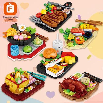 Fang Cheng vaikiški edukaciniai kaladėlės - Mėsainis, Sushi, Karštasis puodas dėlionės žaislo dovana