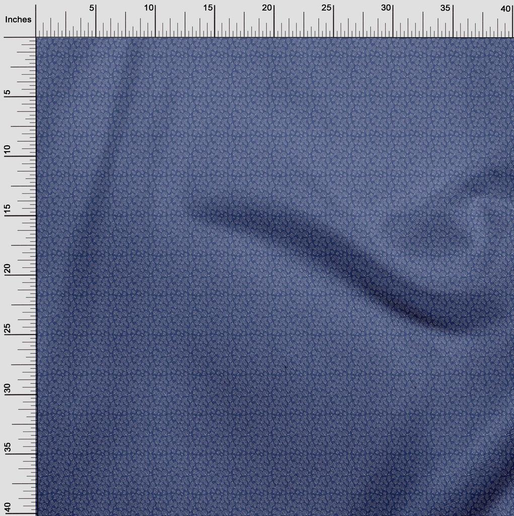 oneOone Cotton Flex Blue Fabric Leaves Craft Projects Decor Fabric Printed By The Yard 40 Inch