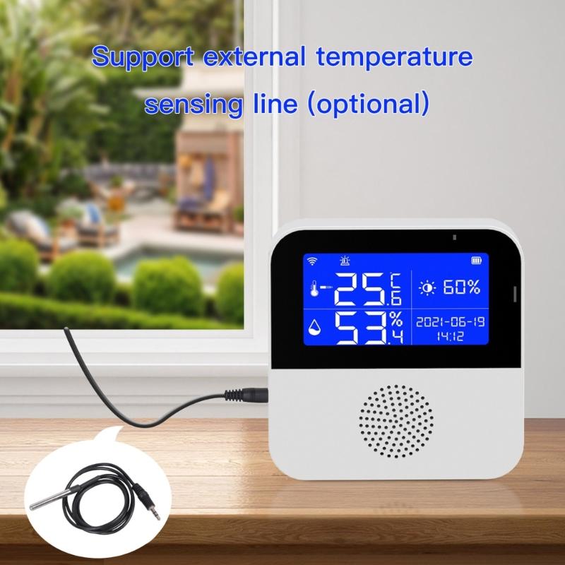 WIFI Temperature and Humidity Sensor Portable Meter Indoor Tuya Hygrometer Thermometer with Backlit Large LCD Display