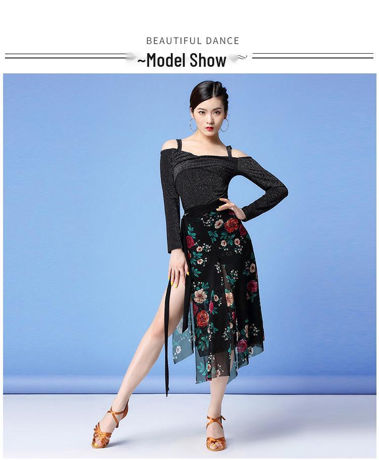 Huayu Dancewear Latin Half-Skirt Sexy Practice Mesh Scarf Skirt for Women