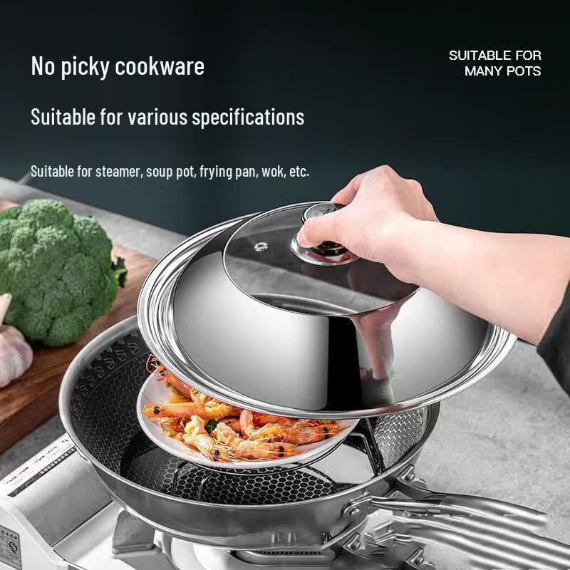 Universal Stainless Steel Visible Glass Pot Lid